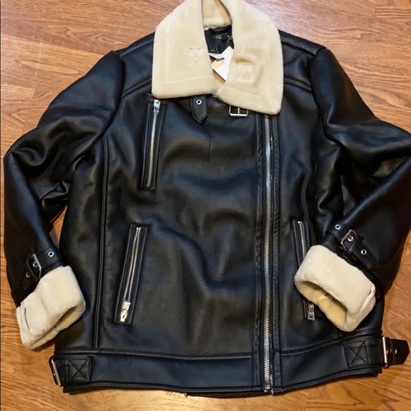 Topshop new with tags faux shearling biker jacket - Picture 3 of 3